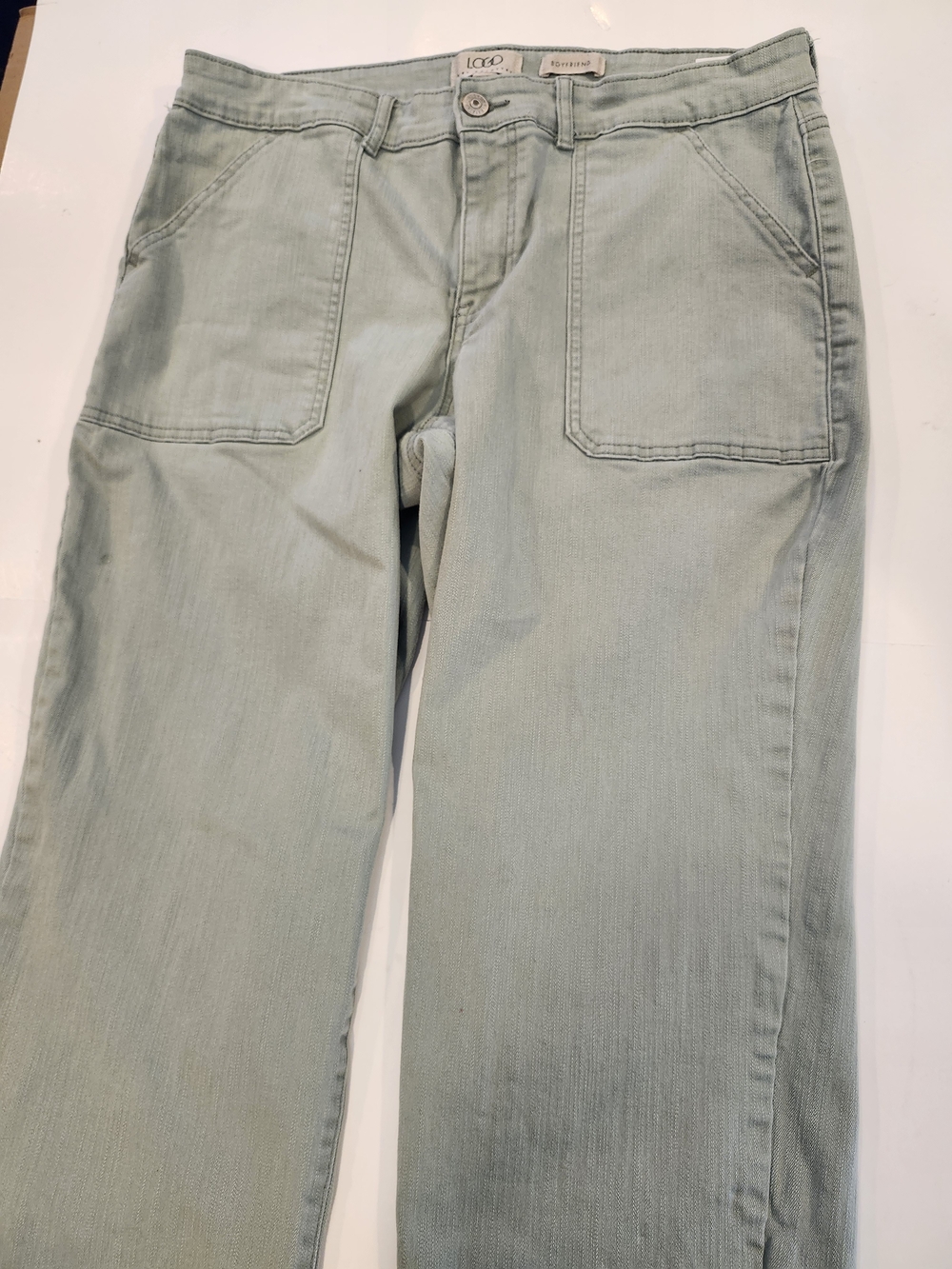 LOGO by Lori Goldstein Regular Ankle Length Boyfriend Jeans Sage Green 12